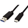 USB kabelis Roline USB-A - USB-C 0,5 m juodas (11.44.9010)