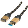 Kabelis USB Roline USB-A - 2 m Juodas Auksinis (11.02.8879)