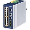 Šakotuvas Switch Planet PLANET IP30 Industrial L2/L4 16-Port Zarządzany L2/L4 Gigabit Ethernet (10/100/1000) Obsługa PoE Aliuminio, Mėlyna
