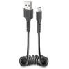 USB 2.0 kabelis > C tipo SBS 0,5 m spiralė, juoda