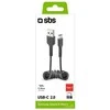 USB 2.0 kabelis > C tipo SBS 0,5 m spiralė, juoda