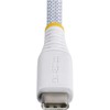 StarTech STARTECH.COM 30 cm USB-C įkrovimo kabelis 60 W 3A PD pintas nailono-TPE dangtelis patvarus USBC nešiojamojo kompiuterio ir telefono kabelis, baltas