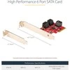 „StarTech SATA PCIE“ plokštė – 6 prievadų (6 GB/s) / PCIE SATA išplėtimo plokštė ASM1166