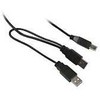 Synergy21 Kabelis USB, A(St)2x => B(St), 1,0m, USB2.0, juodas,