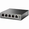 Šakotuvas TP-LINK 5 prievadų 10/100Mbps stalinis komutatorius su 4 prievadų PoE, 5 10/100Mbps RJ45 jungtimis, įskaitant 4 PoE jungtis, 58 W PoE maitinimo šaltinį, plienas