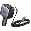 Įkroviklis samochodowa Ugreen EC603, USB-C + USB, 90W, ze zwijanym kablem (pilka)