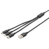 Assmann Electronic ASSMANN USB įkroviklio laidas USB A - Lightning+micro B+Type-C 1m 3in1 kabelis medvilnė CE bl