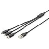 Assmann Electronic ASSMANN USB įkroviklio laidas USB A - Lightning+micro B+Type-C 1m 3in1 kabelis medvilnė CE bl