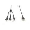 Assmann Electronic ASSMANN USB įkroviklio laidas USB A - Lightning+micro B+Type-C 1m 3in1 kabelis medvilnė CE bl