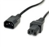 Vertė VALUE maitinimo kabelis IEC320/C14 kištukinis – C15 lizdinis maitinimo kabelis, juodas, 3 m