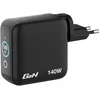 Verbatim Mini GaN įkroviklis 140W su ekranu, 3× USB-C PD, 1× USB-A QC 3.0, Juodas