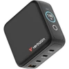 Verbatim Mini GaN Charger 140W with Ekranas, 3× USB-C PD, 1× USB-A QC 3.0, Juodas