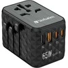 Verbatim kelioninis adapteris EU/UK/US GaN 2xUSB-A/2xUSB-C PD 65W UTA-05 juodas 32120