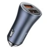 Baseus Automobilinis įkroviklis 40W 12-24V 2xUSB QC4.0 SCP FCP AFC, pilkas