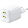 Baseus Sieninis įkroviklis EnerFill FE22 45W 2xUSB-C QC PD su USB-C kabeliu 1m, baltas