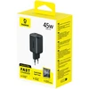 Baseus Sieninis įkroviklis EnerFill FE22 45W 2xUSB-C QC PD su USB-C kabeliu 1m, juodas