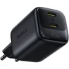 Baseus Sieninis įkroviklis EnerFill FE22 45W 2xUSB-C QC PD su USB-C kabeliu 1m, juodas