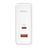 Baseus GaN5 Pro USB-C + USB sieninis įkroviklis, 100W + 1m laidas (baltas)