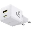 Baseus Sieninis įkroviklis Palm 20W USB + USB-C QC3.0 PD3.0 su USB-C kabeliu 1m, baltas