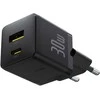 Baseus Sieninis įkroviklis Palm 30W USB + USB-C QC3.0 PD3.0 su USB-C kabeliu 1m, juodas