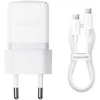 Baseus Sieninis įkroviklis Palm 30W USB-C QC3.0 PD3.0 su USB-C kabeliu 1m, baltas