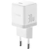 Baseus Sieninis įkroviklis Palm 30W USB-C QC3.0 PD3.0 su USB-C kabeliu 1m, baltas