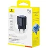 Baseus Sieninis įkroviklis PicoGo GaN 45W USB-C QC PD, juodas