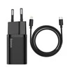 Baseus super Si Greitas įkroviklis 1C 20W su USB-C - Lightning kabeliu 1m - Juodas