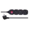 Emos Ilgiklis 3 lizdų 1.5m su įžeminimu, su jungiklius (juodas) 1.0mm²