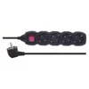 Emos Ilgiklis 4 lizdų 3.0m su įžeminimu, su jungiklius (juodas) 1.0mm²