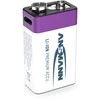 Įkraunamos baterijos 1604 9V 400mAh (Li-Ion 3.7Wh) su USB-C lizdu, max iškrovimo srovė 0.4A ANSMANN