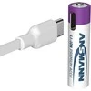 Įkraunamos baterijos AAA 1.5V 500mAh ( Li-Ion 0.74Wh) su USB-C lizdu, max iškrovimo srovė 1A, 4vnt įpakavime ANSMANN