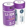 Įkraunamos baterijos C 1.5V 2500mAh (Li-Ion 4.07Wh) su USB-C lizdu, max iškrovimo srovė 2.5A, 2vnt įpakavime ANSMANN