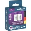 Įkraunamos baterijos D 1.5V 6000mAh (Li-Ion 12Wh) su USB-C lizdu, max iškrovimo srovė 2A, 2vnt įpakavime ANSMANN