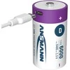 Įkraunamos baterijos D 1.5V 6000mAh (Li-Ion 12Wh) su USB-C lizdu, max iškrovimo srovė 2A, 2vnt įpakavime ANSMANN