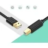 USB 2.0 AB spausdintuvo kabelis UGREEN US135, paauksuotas, 1.5 m (juodas)