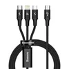 Kabelis USB C - 3 kištukai (USB C (iki 15W), micro USB (iki 10W), lightning (iki 20W)) 1.5m juodas Rapid BASEUS