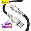 Kabelis USB C - USB C 1m 100W juodas Cafule Metal BASEUS