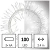 LED girlianda NANO, 4.5Vac (3xAA), 2.4m, 100 x LED, šaltai balta, su laikmačiu, EMOS