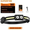 Superfire Žibintuvėlis ant galvos, su sensoriumi, USB C, 540lm, 10W, IP44
