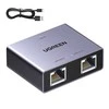 Ugreen Tinklo daliklis ekranuotas RJ45 -> 2xRJ45 (8P8C) Gigabit, pilkas