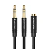 Vention AUX 2x 3.5mm kabelis 0.3m - Juodas