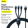 Baseus Flash Series 3in1 USB laidas USB-C + micro USB + Lightning 100W 1.2m - Mėlynas