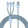 3in1 USB laidas Baseus StarSpeed Series, USB-C + Micro + Lightning 3.5A, 1.2m (mėlyna)