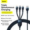 Baseus Flash 3 su 1-ben USB įkrovikliu, USB-C + Micro USB + Lightning 66 W, 1.2 m (kek)