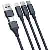 3MK Hyper Cable 3in1 USB-A/USB-C - USB-C/Micro/Lightning 1,5m juodos spalvos