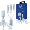 3MK Hyper Cable 3in1 USB-A/USB-C – USB-C/Micro/Lightning 1,5m baltos spalvos