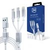 3MK Hyper Cable 3in1 USB-A/USB-C – USB-C/Micro/Lightning 1,5m baltos spalvos