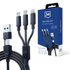 3MK Hyper Cable 3in1 USB-A/USB-C - USB-C/Micro/Lightning 1,5m juodos spalvos