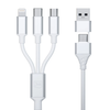 3MK Hyper Cable 3in1 USB-A/USB-C – USB-C/Micro/Lightning 1,5m baltos spalvos
